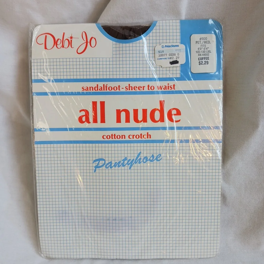 Debi Jo Nude Coffee Pantyhose Sheer To Waist Petite Medium